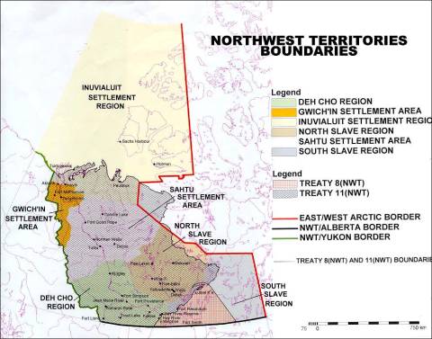 Map that outlines the boundaries and locations of the Aboriginal regions listed above.