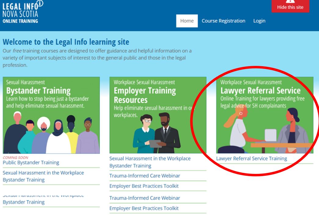 Figure 3: Example of Online Training for Lawyers Providing Legal Advice