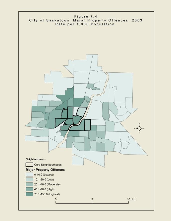 Figure 7.4 - City of Saskatoon, Major Property Offences, 2003, Rate per 1,000 Population 
