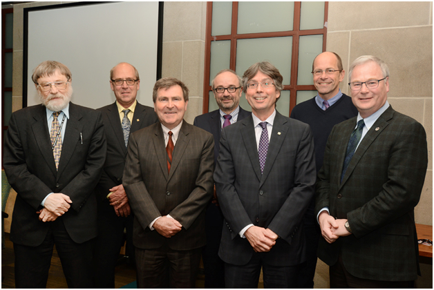 From left to right:	Mr. Richard Zorza, US attorney and independent consultant on access to justice; Mr. John Wiersema, Former Deputy Auditor General of Canada and Interim Auditor General of Canada; Mr. Gerald Tegart, Former Deputy Minister of Justice and Deputy Attorney General of Saskatchewan; Mr. Bob Ward, President and Chief Executive Officer, Legal Aid Ontario and Chair, Association of Legal Aid Plans of Canada; Mr. William F. Pentney, Deputy Minister of Justice and Deputy Attorney General of Canada; Mr. Allan Seckel, Former Deputy Attorney General of British Columbia; former Cabinet Secretary of British Columbia; current Chief Executive Officer, Doctors of British Columbia; Dr. Jack Kitts, President and Chief Executive Officer, The Ottawa Hospital.