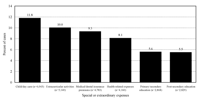 Figure 4.2: Percentage of Cases Specifying Special or Extraordinary Expenses Under Section 7 of the Guidelines