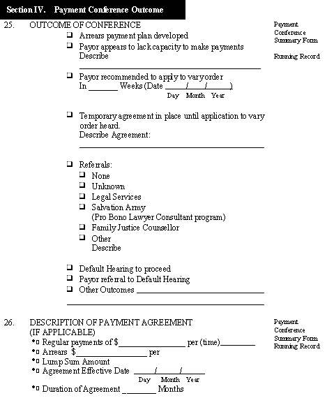 Payment Conference Outcome Assessment Form