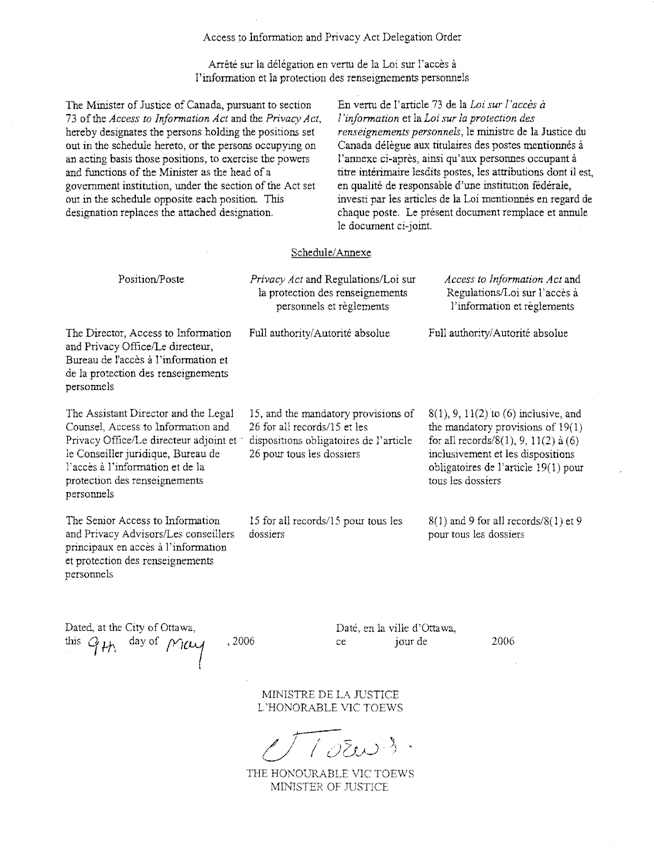 deligation order