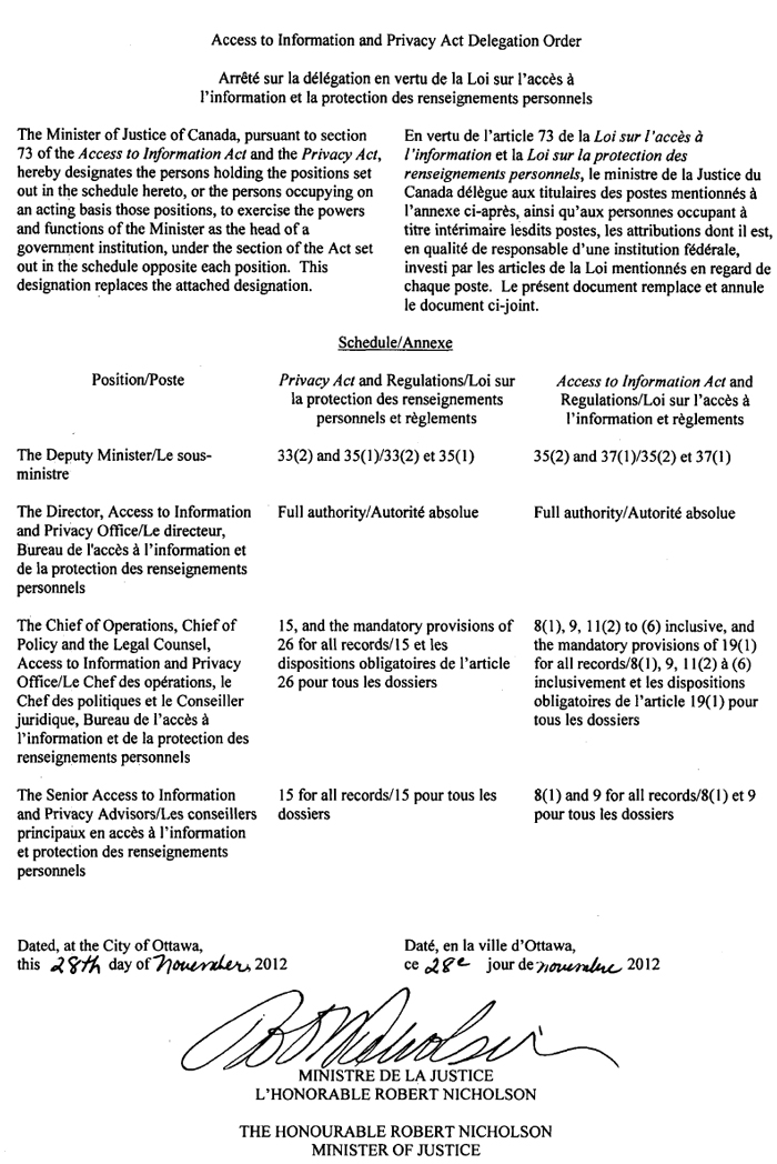 Delegation Order