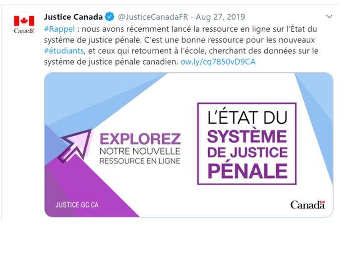 Image 4. Utilisation des médias sociaux pour promouvoir l’état du système de justice pénale.