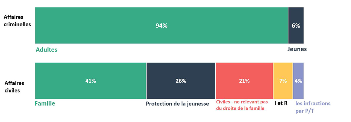 Figure 5 - Source : tableau 3 - Demandes d’aide juridique reçues, selon le type d’affaire, Canada, 2021-2022