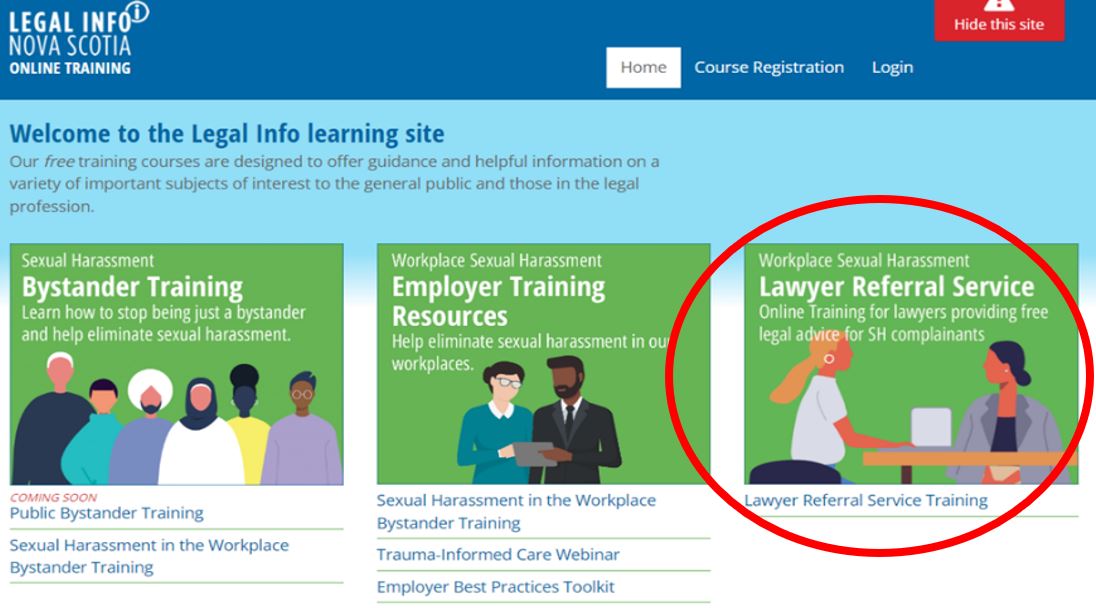 Figure&nbsp;3&nbsp;: Exemple de formation en ligne pour les avocats qui fournissent des conseils juridiques